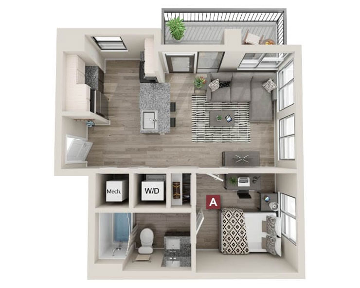 Allister-1x1 Floor plan