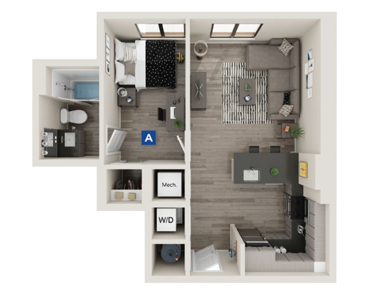 Avondale-1x1 Floor plan