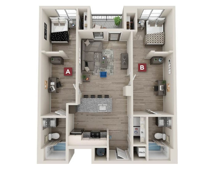 Birch-2x2 Floor plan